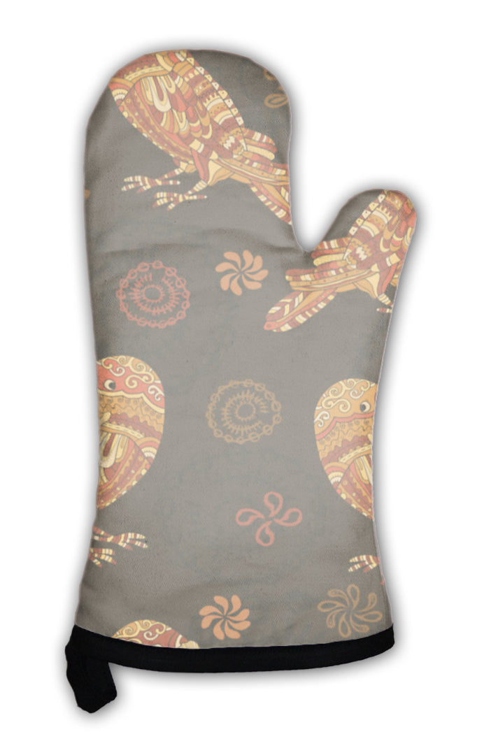 Oven Mitt, Ethnic Pattern With Parrots