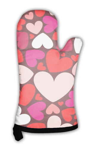 Oven Mitt, Pattern With Hearts