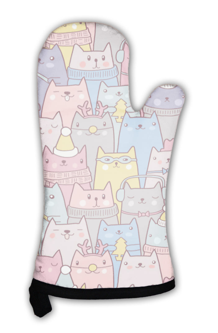 Oven Mitt, Christmas Cats Pattern