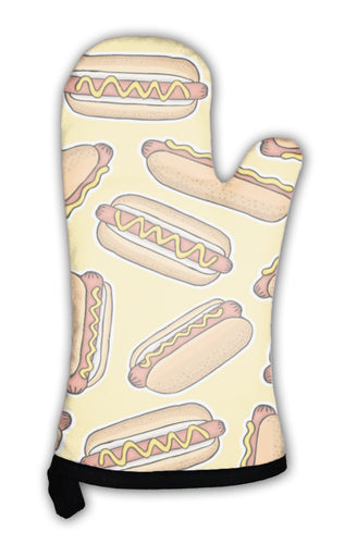 Oven Mitt, Pattern Of Hot Dogs Illustration