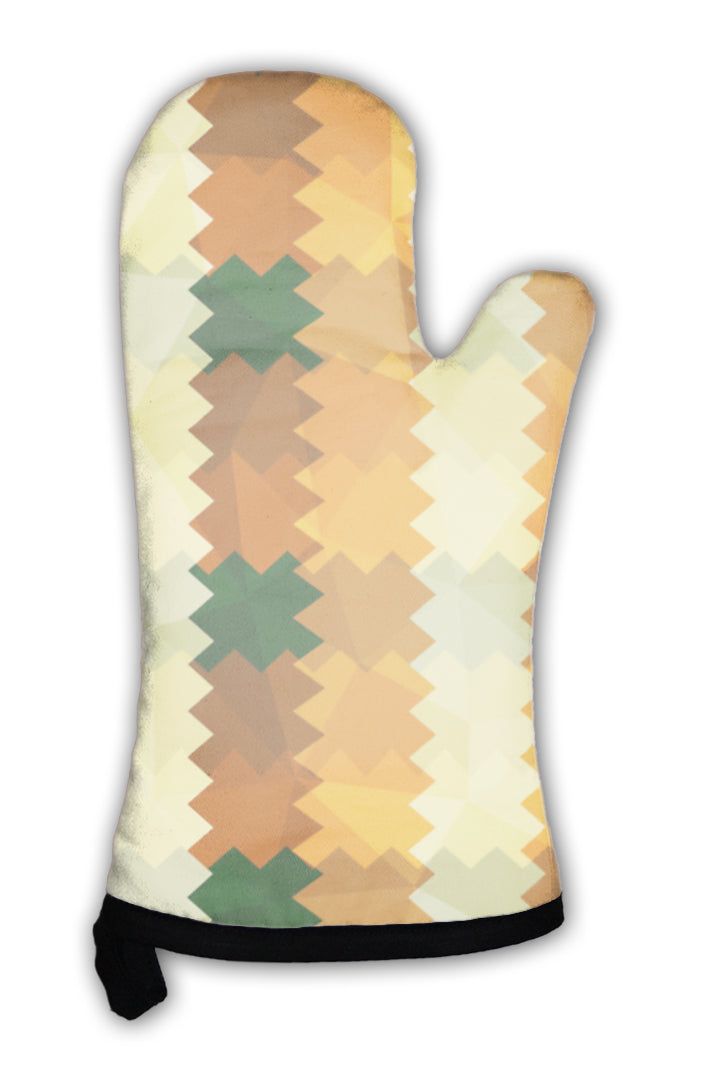 Oven Mitt, Zigzag Lines Orange Pattern