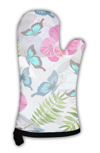 Oven Mitt, With Tropical Butterflies