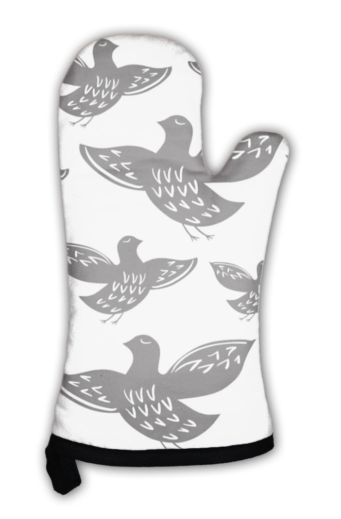 Oven Mitt, Silhouette Of Black Ethnic Birds