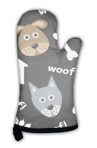 Oven Mitt, Cartoon Pattern With Dogs