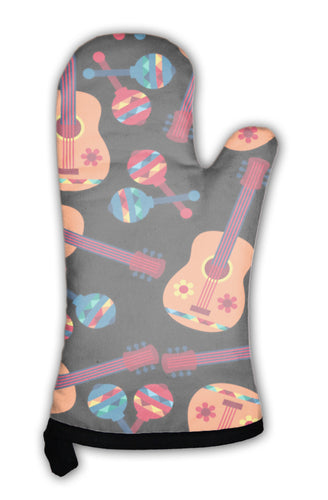 Oven Mitt, Mexican Pattern With Guitars And Maracas