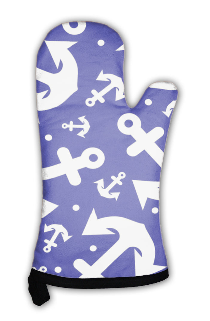 Oven Mitt, Beautiful Blue Anchor Pattern For Your Business