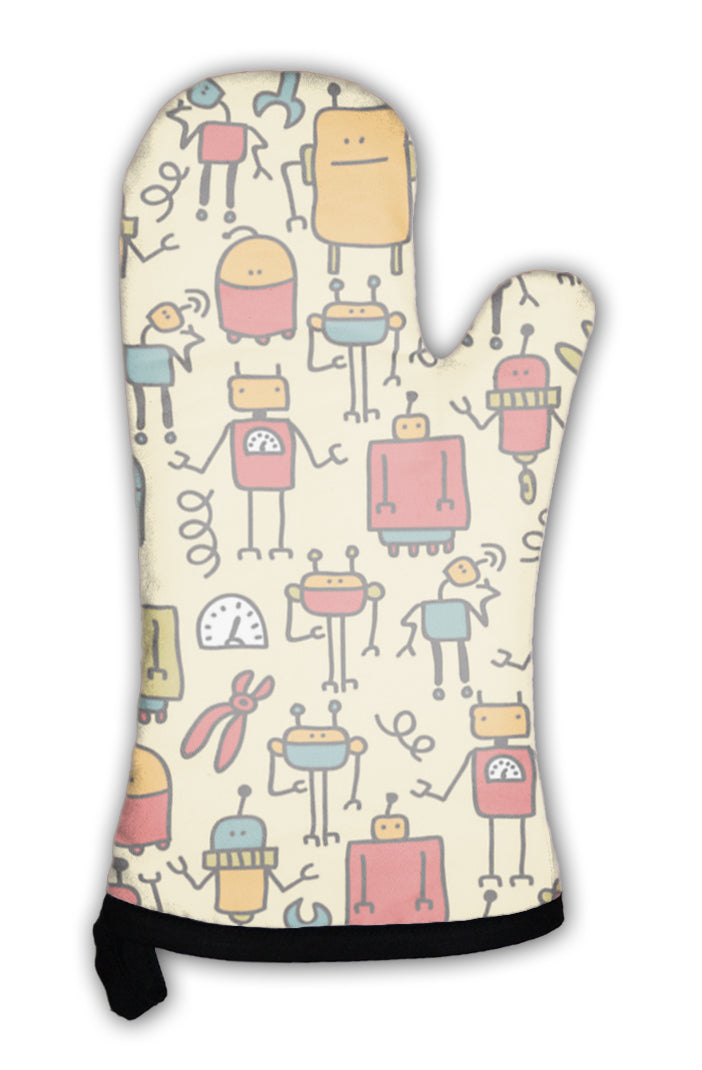 Oven Mitt, Robot Pattern