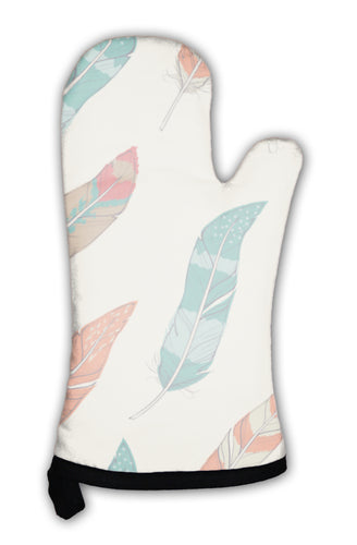 Oven Mitt, Pattern With Feathers