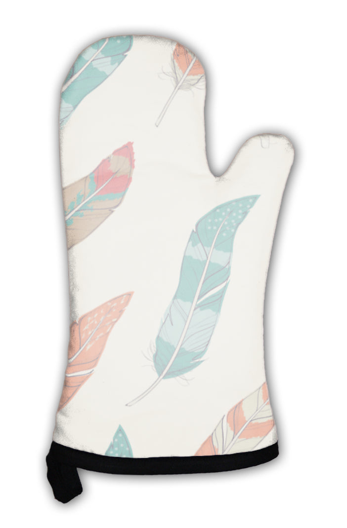 Oven Mitt, Pattern With Feathers