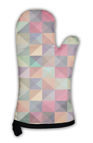 Oven Mitt, Colorful Triangles Modern Abstract Mosaic Design Pattern
