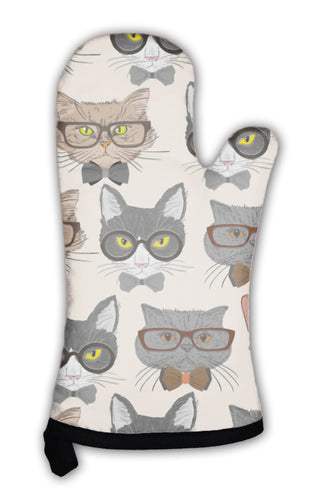 Oven Mitt, Hipster Cats Pattern