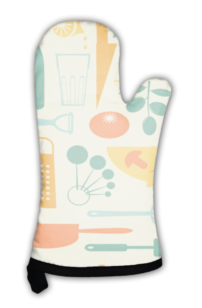 Oven Mitt, Colorful Kitchen Pattern