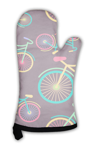 Oven Mitt, Retro Hipster Styled Different Colored Parts Bycicle