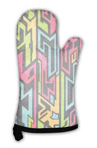 Oven Mitt, Colored Tribal Graffiti Pattern