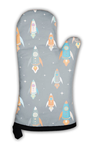 Oven Mitt, Pattern Of Colorful Spaceships