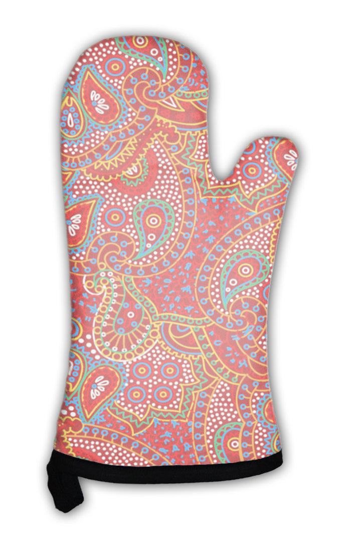 Oven Mitt, Color Paisley Pattern