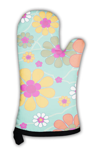 Oven Mitt, Vintage With Decorative Flowers