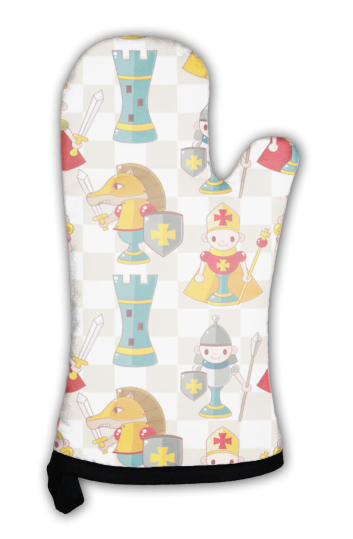 Oven Mitt, Cartoon Chess Pattern