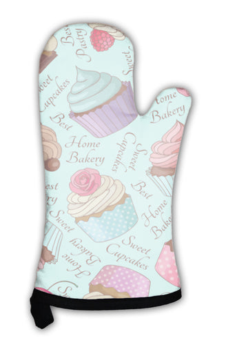 Oven Mitt, Cupcake Pattern Blue