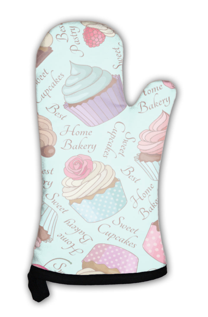 Oven Mitt, Cupcake Pattern Blue