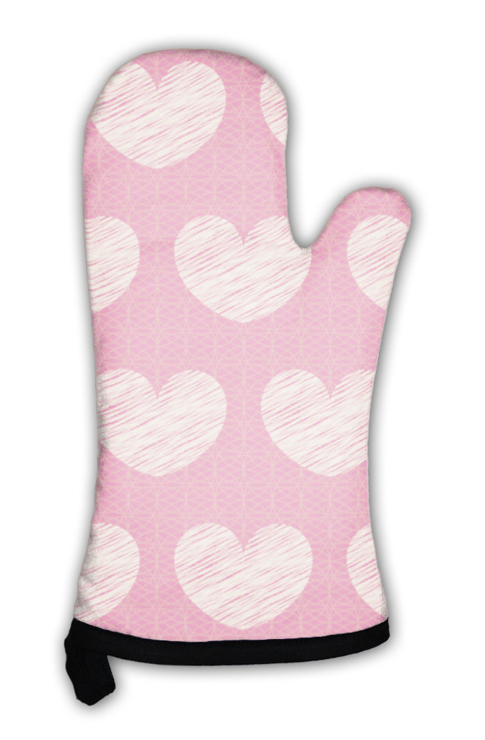 Oven Mitt, Abstract Pattern With Hearts