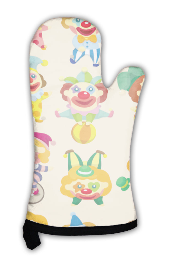 Oven Mitt, Cartoon Circus Clown Pattern