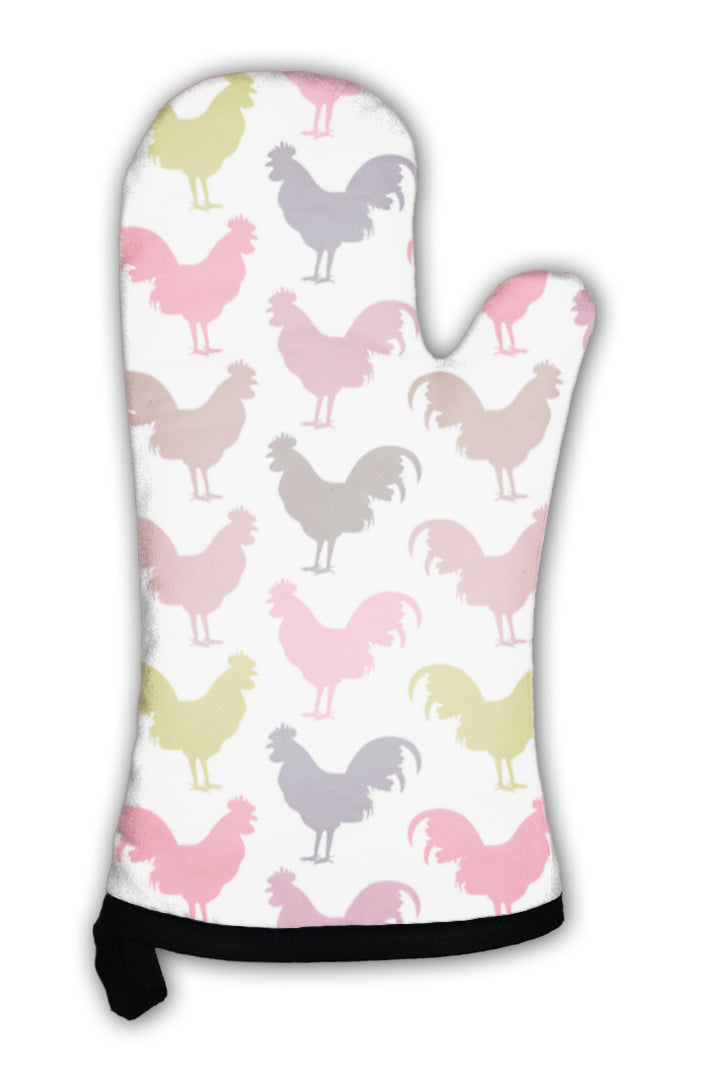 Oven Mitt, Colorful Cock Pattern