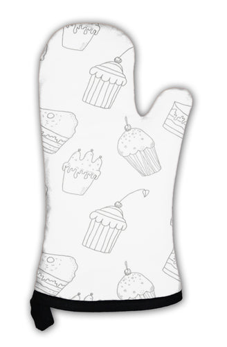 Oven Mitt, Sweet Cakes Silhouettes