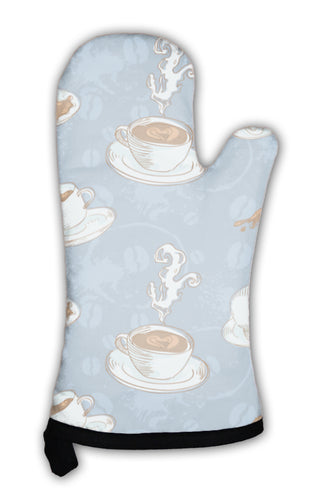 Oven Mitt, Coffee Cups Pattern