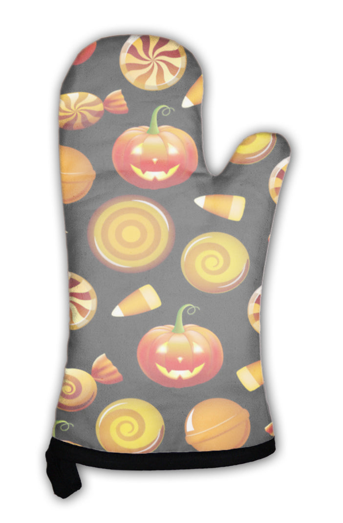 Oven Mitt, Halloween Candy Pattern With Pumpkins