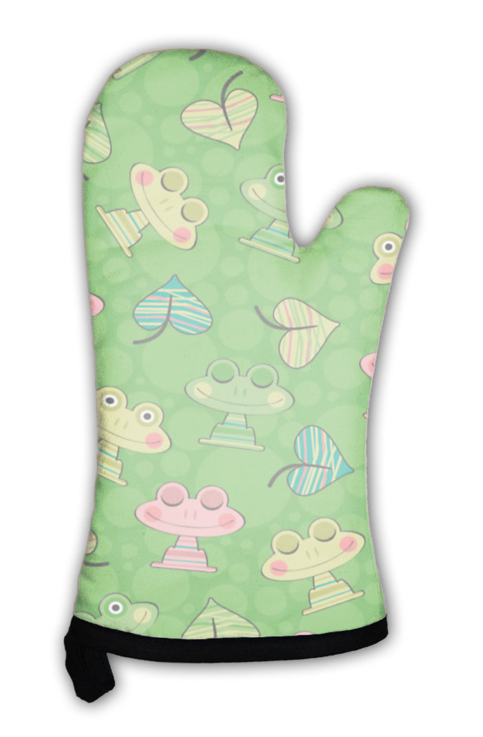 Oven Mitt, Pattern With Cute Frogs