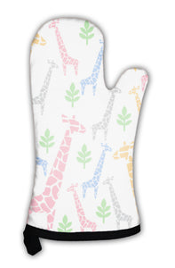 Oven Mitt, Giraffes Family Pattern Safari Animal Pastel Colors Illustration Savannah