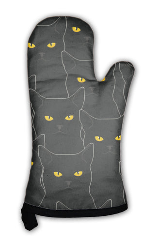 Oven Mitt, Black Cats Pattern