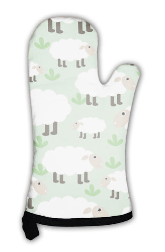 Oven Mitt, Sheep Illustration