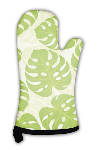 Oven Mitt, Tropical Pattern With Stylized Monstera Leaves