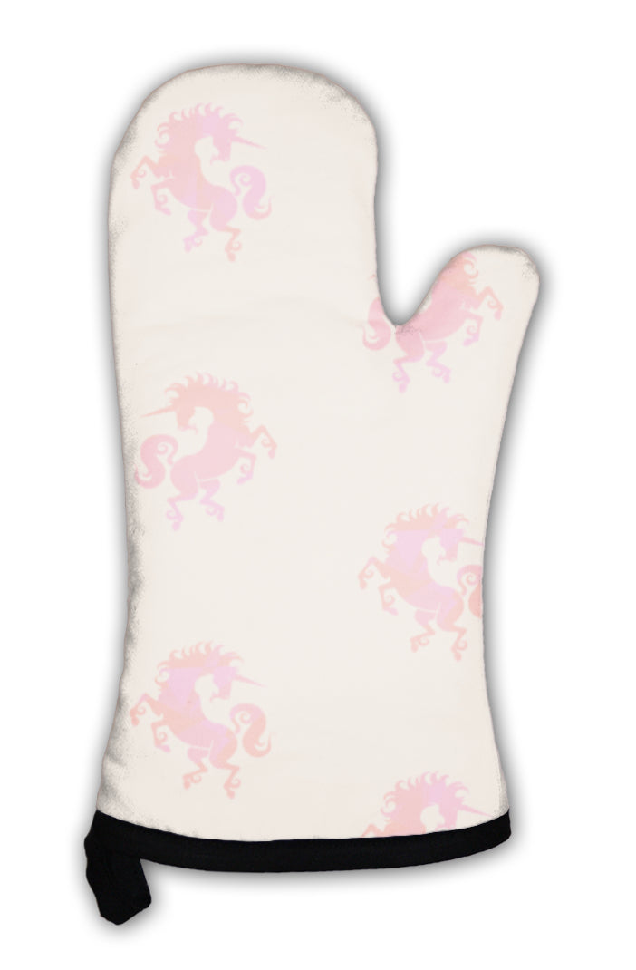 Oven Mitt, Pink Unicorns Pattern