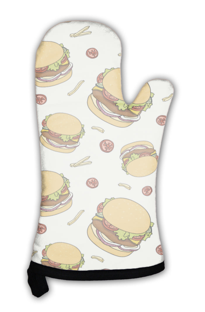 Oven Mitt, Hand Drawn Fast Food Doodle Pattern