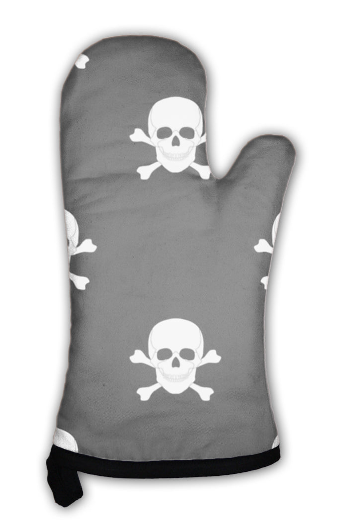 Oven Mitt, Pattern With Skulls And Bones