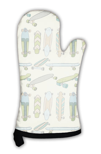 Oven Mitt, Pattern With Various Longboards 1