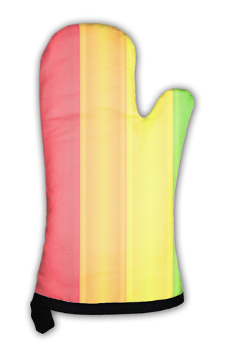 Oven Mitt, Vertical Rainbow Plastic Stripes Abstract