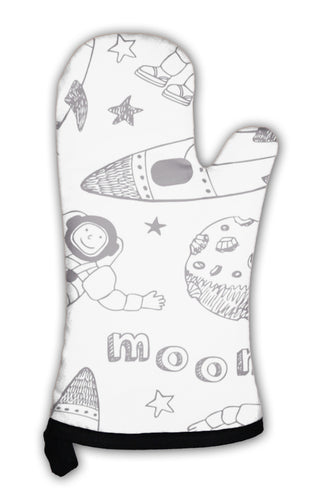 Oven Mitt, Rockets And Astronauts Pattern