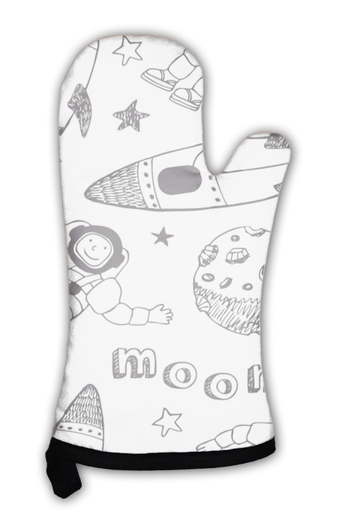 Oven Mitt, Rockets And Astronauts Pattern