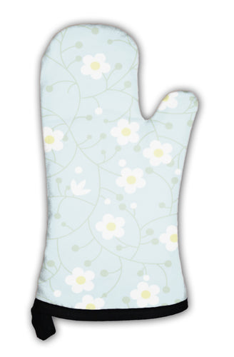 Oven Mitt, Floral Pattern With Small Daisies