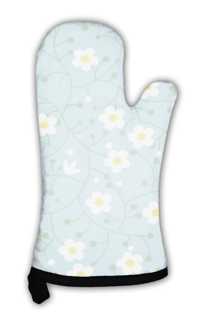 Oven Mitt, Floral Pattern With Small Daisies