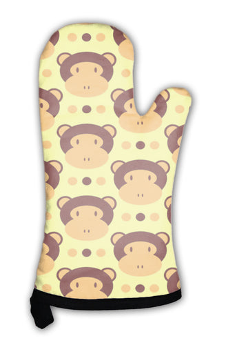 Oven Mitt, Pattern With Cute Monkeys