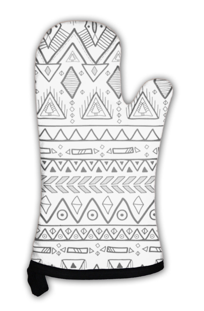 Oven Mitt, Geometric Tribal Pattern