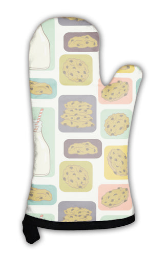 Oven Mitt, Cookies And Milk Pattern