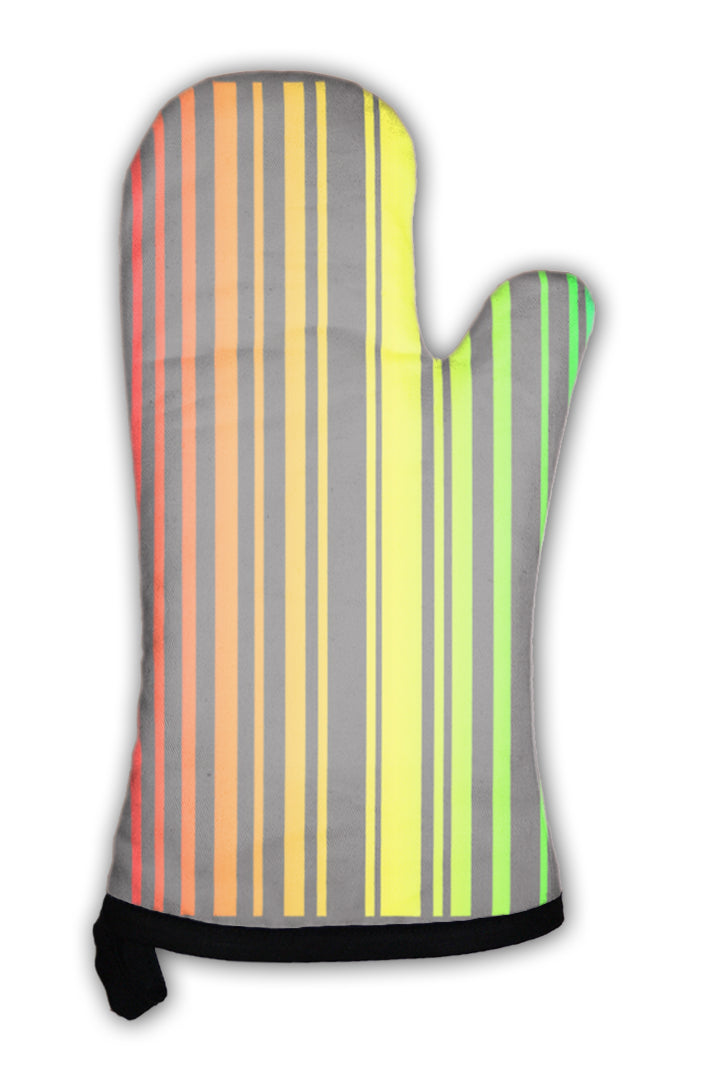 Oven Mitt, Stripes In Rainbow Colors In Format