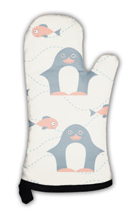 Oven Mitt, Penguin And Fish Pattern