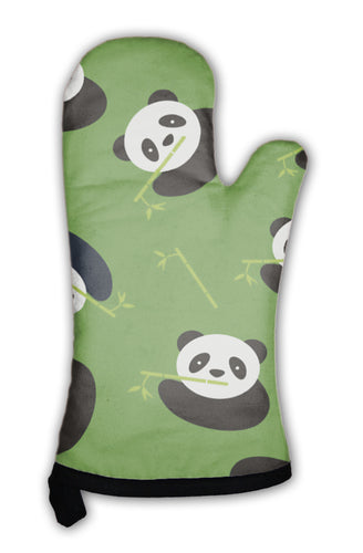 Oven Mitt, Panda Bear Pattern Illustration